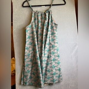 Urban Outfitters Teal and White Fish Print Mini Dress